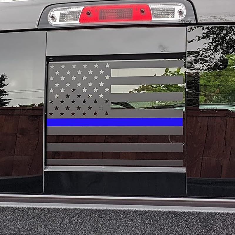 Zhizhong Rear Middle Window Decal Compatible With RAM 1500 2500 3500 2009- 2024, American Flag Back Sliding Window Sticker