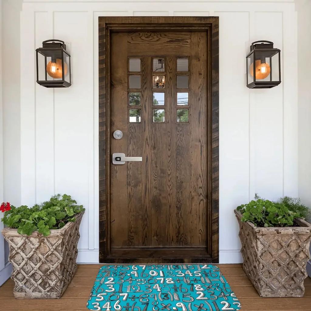 Bedroom Mat Math Doodle Blue Rug Home Doormat Living Room Carpet Decor