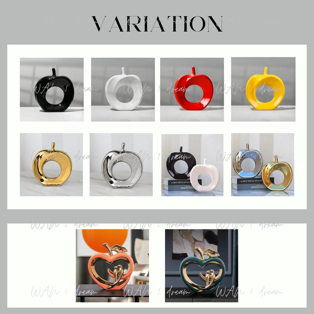 [In 10 Farben erhältlich] Apfelförmige Keramikfigur, Innendekoration, Moderne Dekoration, Nordischer Stil, Kunstobjekt, Perfektes Geschenk (Silber)