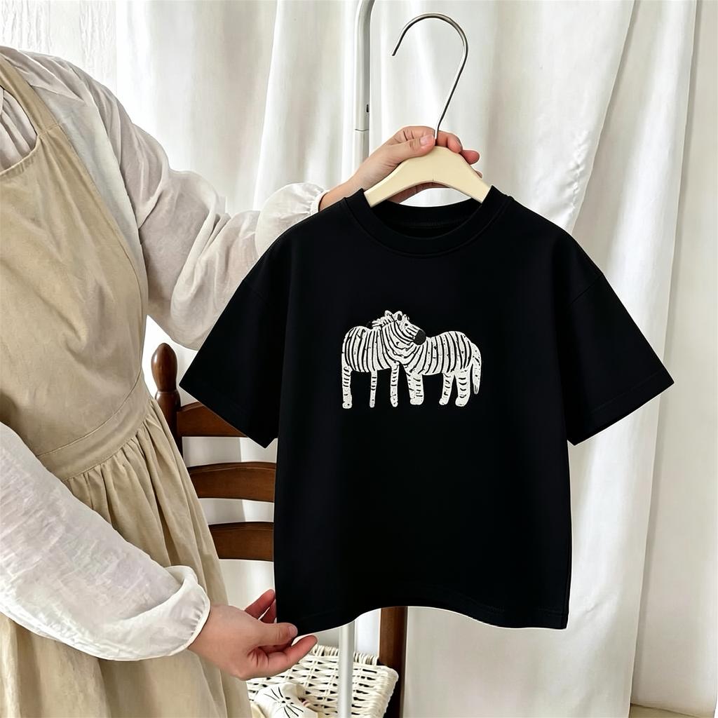 Children's Wear Summer Kids T-shirt Printed Animal Fashion Popular Korean Girls Boys Short Sleeved Tops T Shirts O-neck