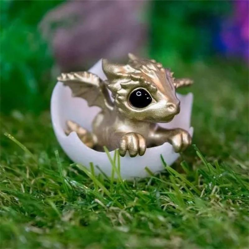 Newborn Dragon In Egg 3D Mini Art Dragon Statue Little Miniature Of Dragon Hatching Dragon Newborn Ocean-Clear Resin