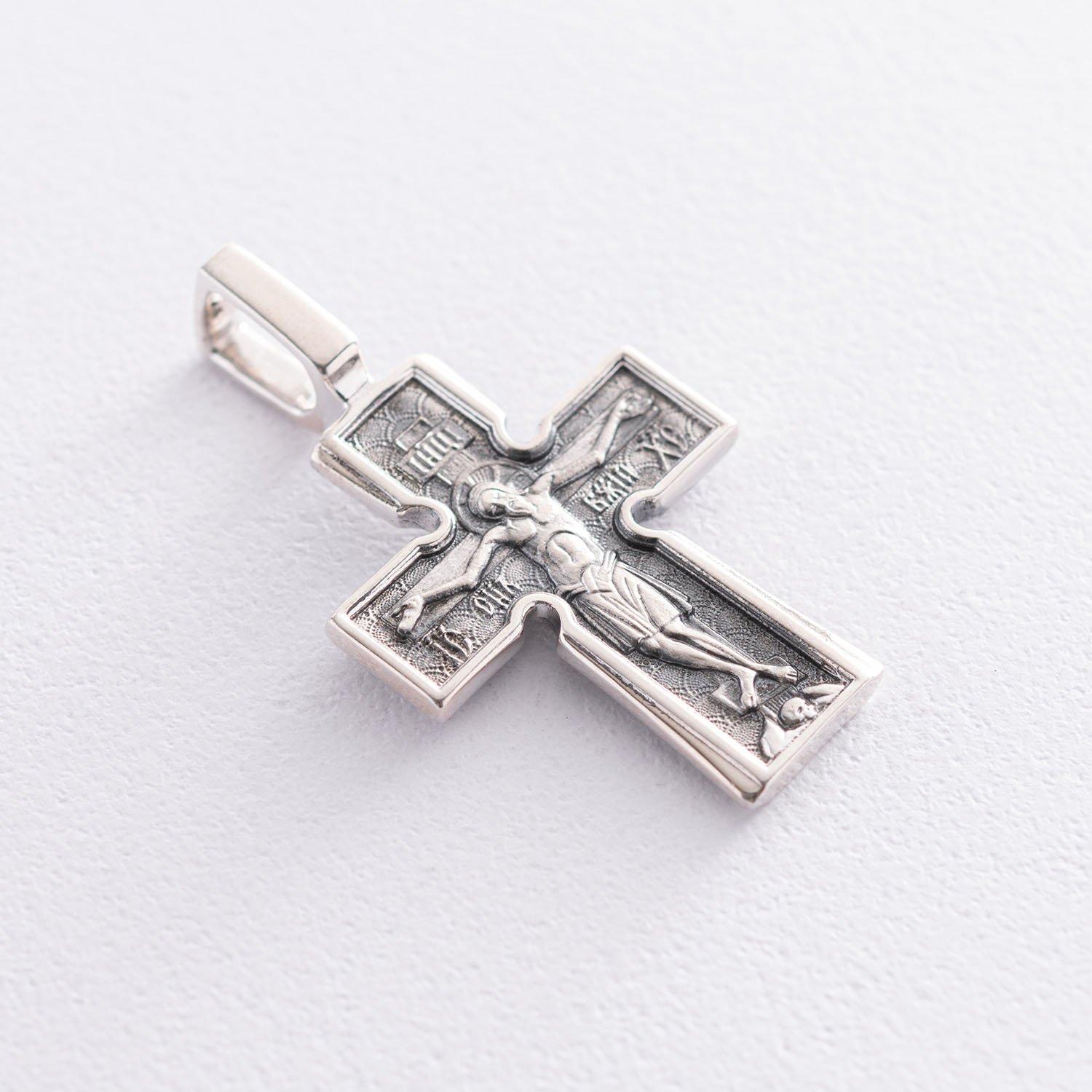 

Срібний православний хрестик із чорнінням Розп яття. Божа Матір Втілення . П ять святителів Oniks срібний