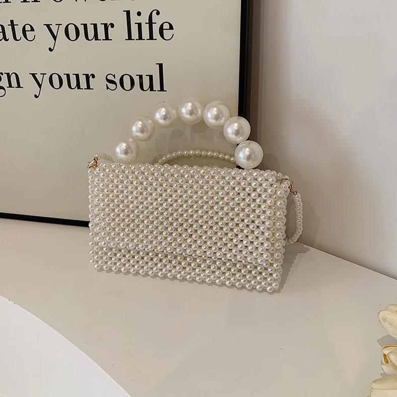 Beaded Chain Shoulder Bag Original Pearl Handbag Fashionable Commuter Versatile Women's Crossbody Bag Bolso De Mujer