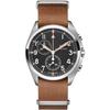 Hamilton Khaki Pilot Pioneer Chrono Watch, Men's, Brown, Black Dial, Quartz Movement, 100M Water Resistance, Calf Leather, H76522531