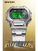 Sanda Men's Square Waterproof Electronic Watch with Fashionable Light and Alarm Clock.