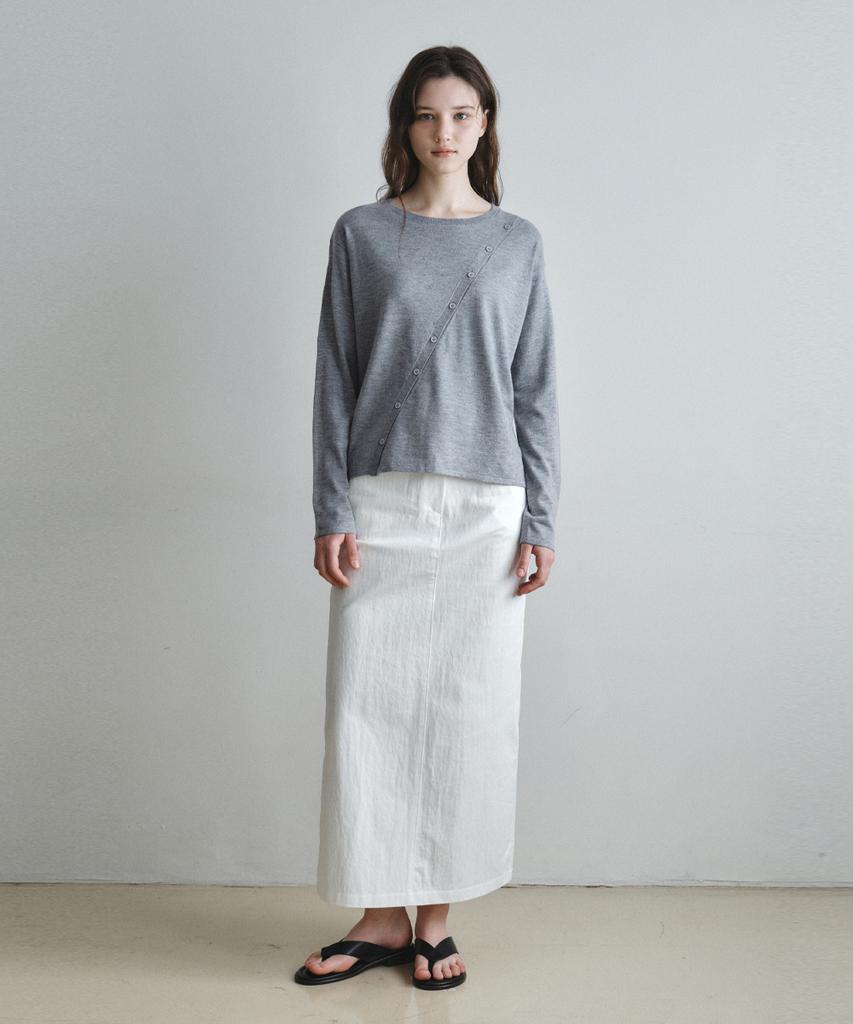 Wednesday Oasis For Woman Diagonal Button Round Knit_Gray(Wc26Kn07)