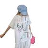Plus Size Women's Summer Retro Letter Graffiti Short Sleeve Oversized T-Shirt