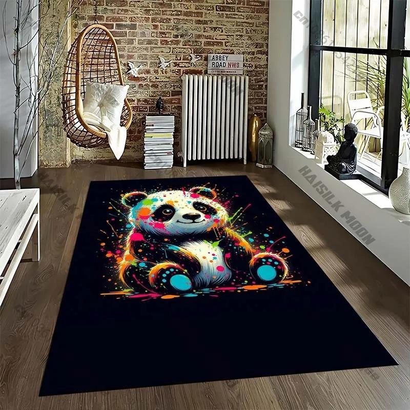 Cute Panda Pattern Area Rug – Large Anti-Slip Carpet for Living Room Sofa Bedroom, Soft Floor Mat Under Chair Lounge