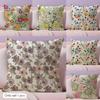 Spring Flower Print Cushion Cover Natural Linen Double Sided Print  Throw Pillow Case for Sofa Couch Home Decor