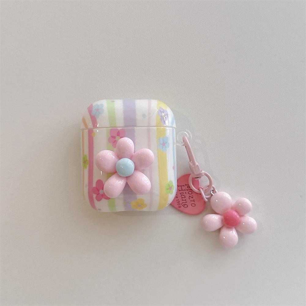 Color Striped Small Flower Three-dimensional Earphone Cover for Apple AirPods 1 /1 Generation Protective Cover PRO1 Creative PRO1