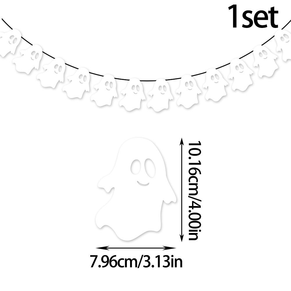 Halloween Ghost Paper Garland Scary Halloween Decoration Bat Spider Skull Banner for Halloween Party Haunted House Home Decor