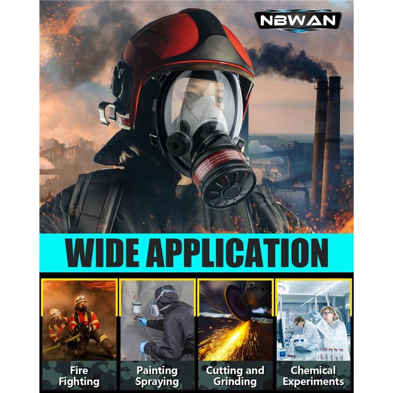 Plynové masky pro přežití jaderné a chemické, Plynová maska s 40mm filtrem s aktivním uhlím, Celotvářová respirační maska s filtrem 6001