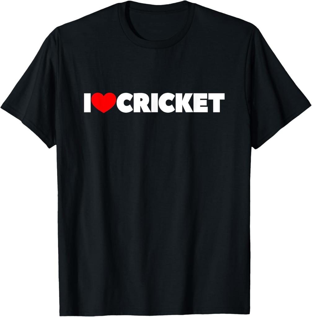 I Love Heart Cricket TShirt Mens Clothing Print Original Design Gifts T Shirts Casual Summer Tops