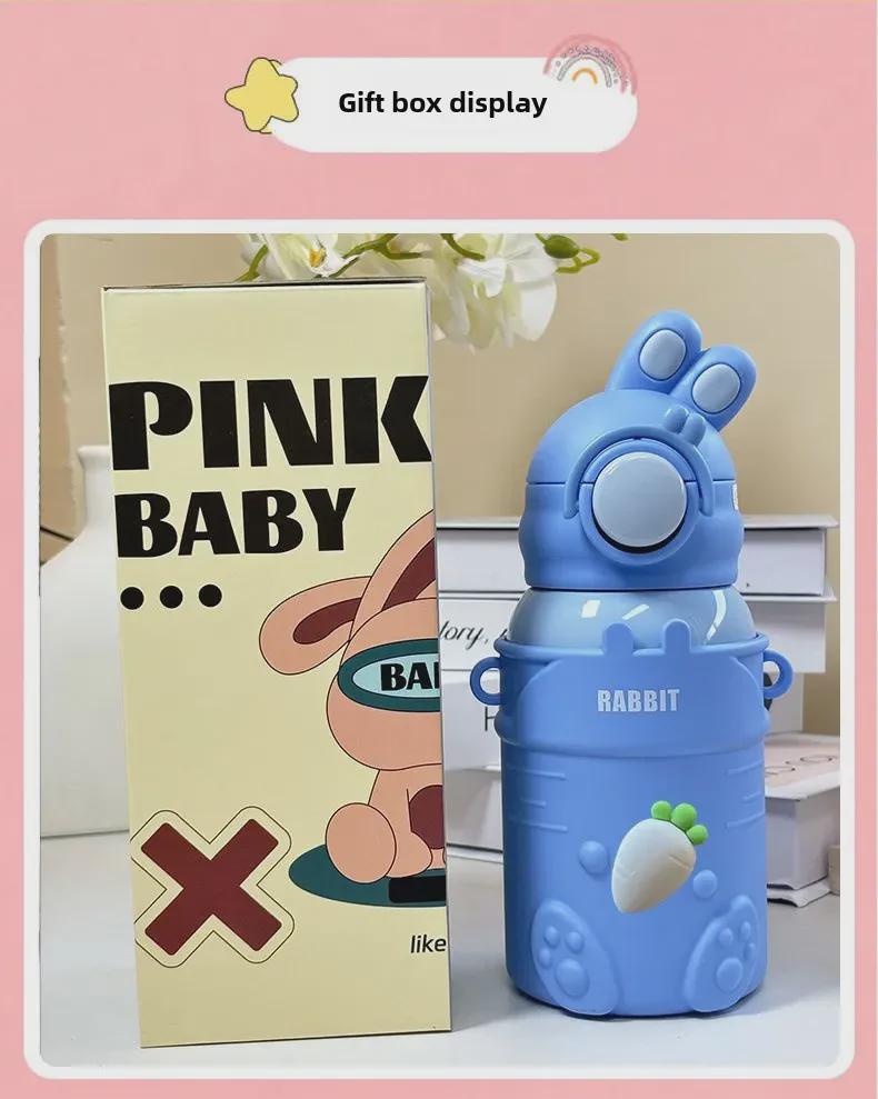 316 Stainless Steel Cartoon Thermos Cup with Straw & Temperature Display for Kids