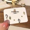 S925 Silver Asymmetric Swan & Snowflake Cat's Eye Earrings for Women
