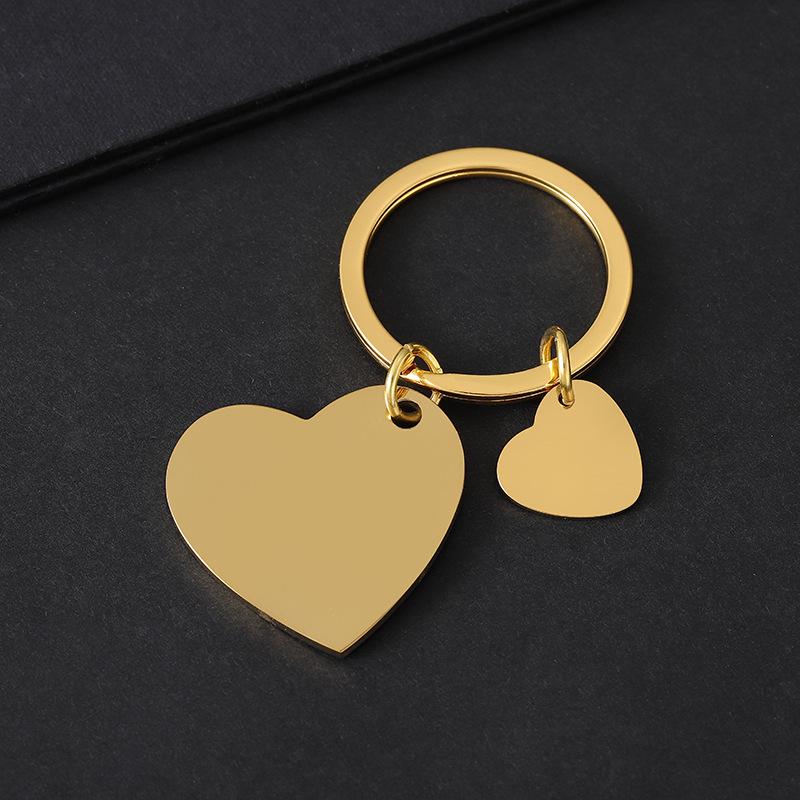 Stainless Steel Heart-Shaped Laser Engravable Metal Keychain Gift