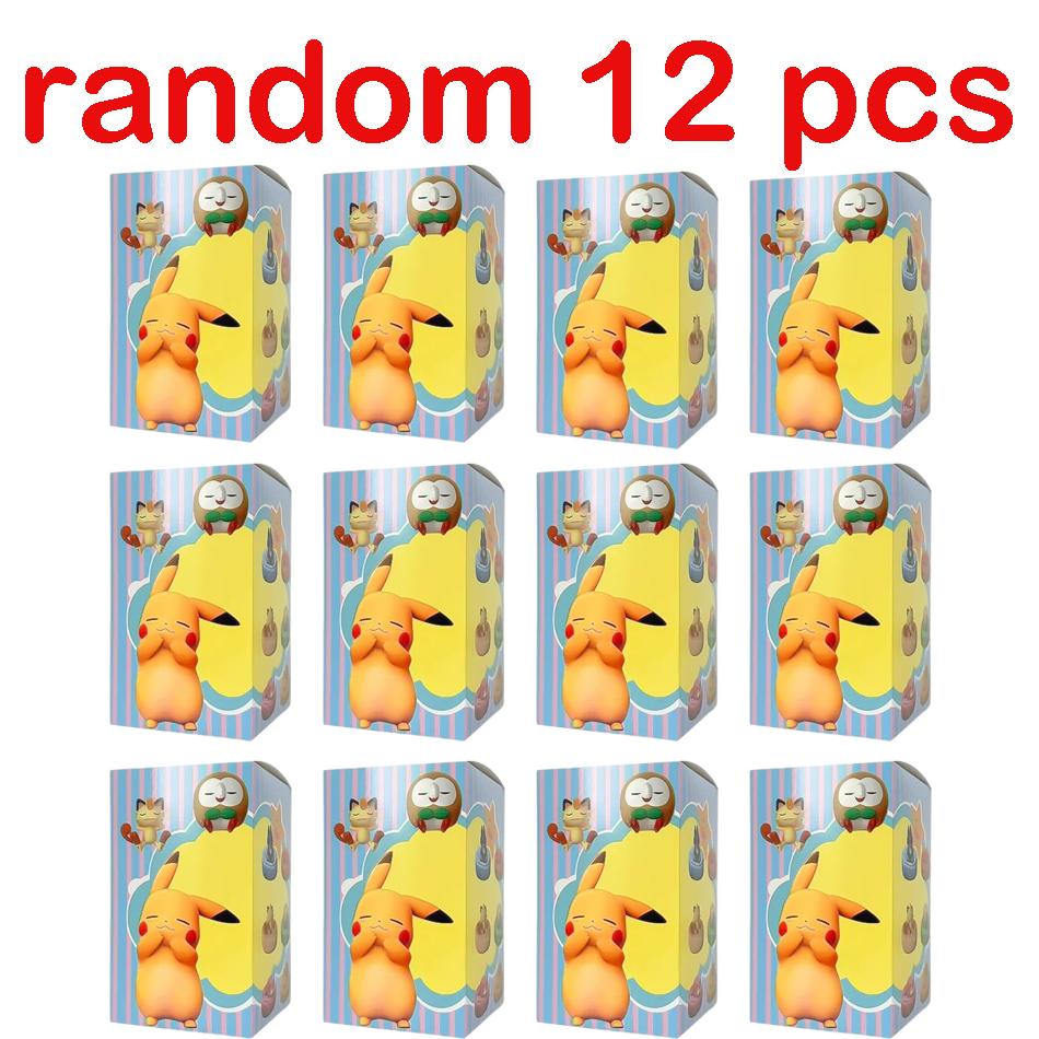 1-12pcs Pok  mon  Pikachu  Action Dolls  Anime sleep Series Desktop Decorations Pok  mon Toys ornament Birthday Gif