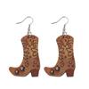 Western Cowboy Hat Pendant Double-Sided Wooden Earrings for Women