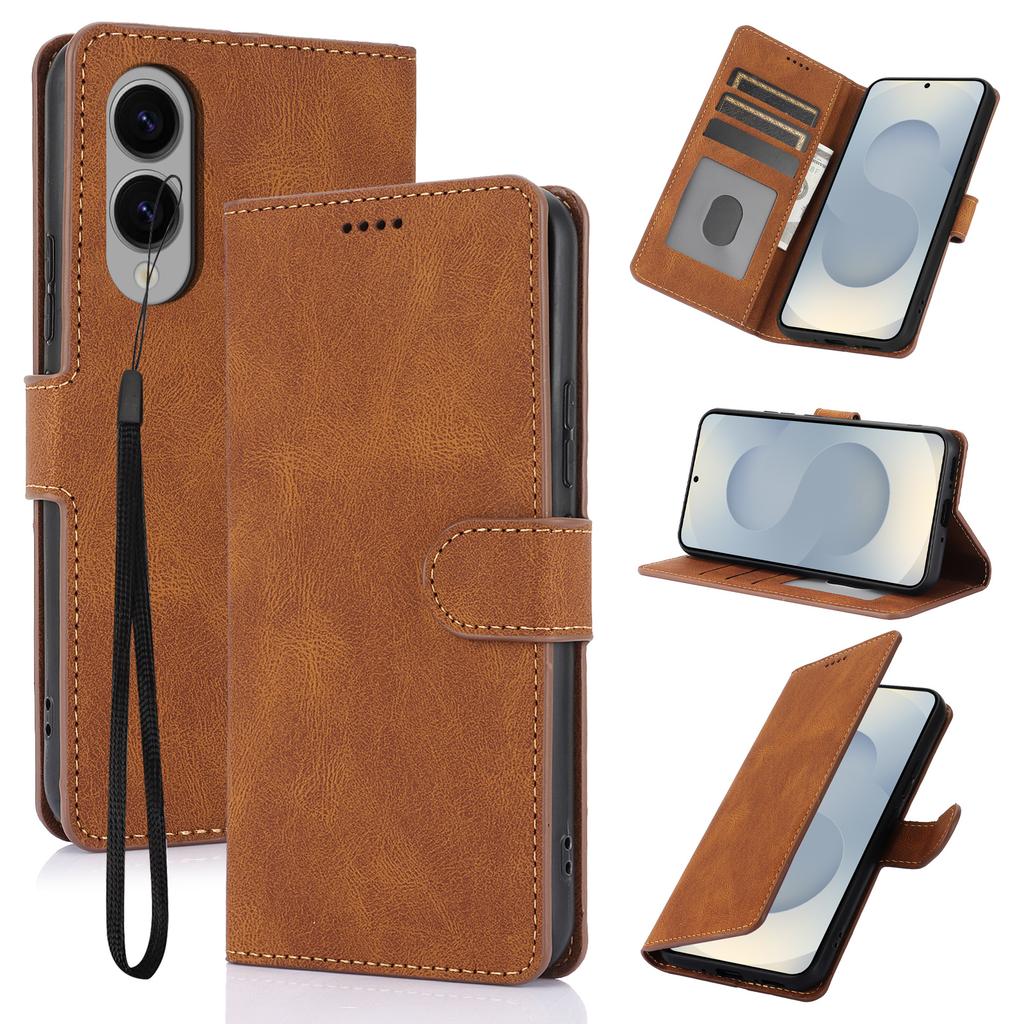 For Samsung Galaxy S25 Edge Case PU Leather Phone Cover with Wallet Stand