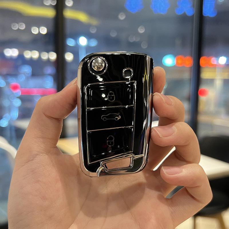 Volkswagen Key Case for Lavida, T-Cross, T-Roc, Tayron, Tharu, Tacheng GTE, Passat - Exquisite Folding Shell.