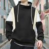 Men's Color Block Hoodie Sweatshirt Long Sleeve Hooded Drawstring Pullover Shirt Outdoor Walks Blouse With Pocket