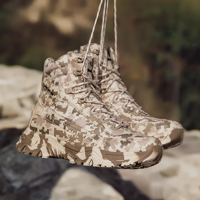 Men Tactical Boot Military Safety Hunting Hiking Shoes Anti-Slip Desert Lace Up Motorcycle Ankle Army Climbing Shoes Zapatillas