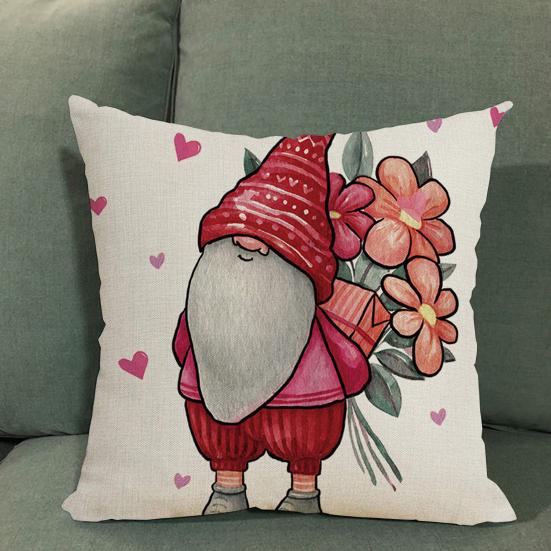 Valentine's Day Pillowcase Cute Love Heart Gnome Doll Pattern Red & White Color Sofa Cushion Cover Bedroom Car Square Pillow Shams Bedding Supplies