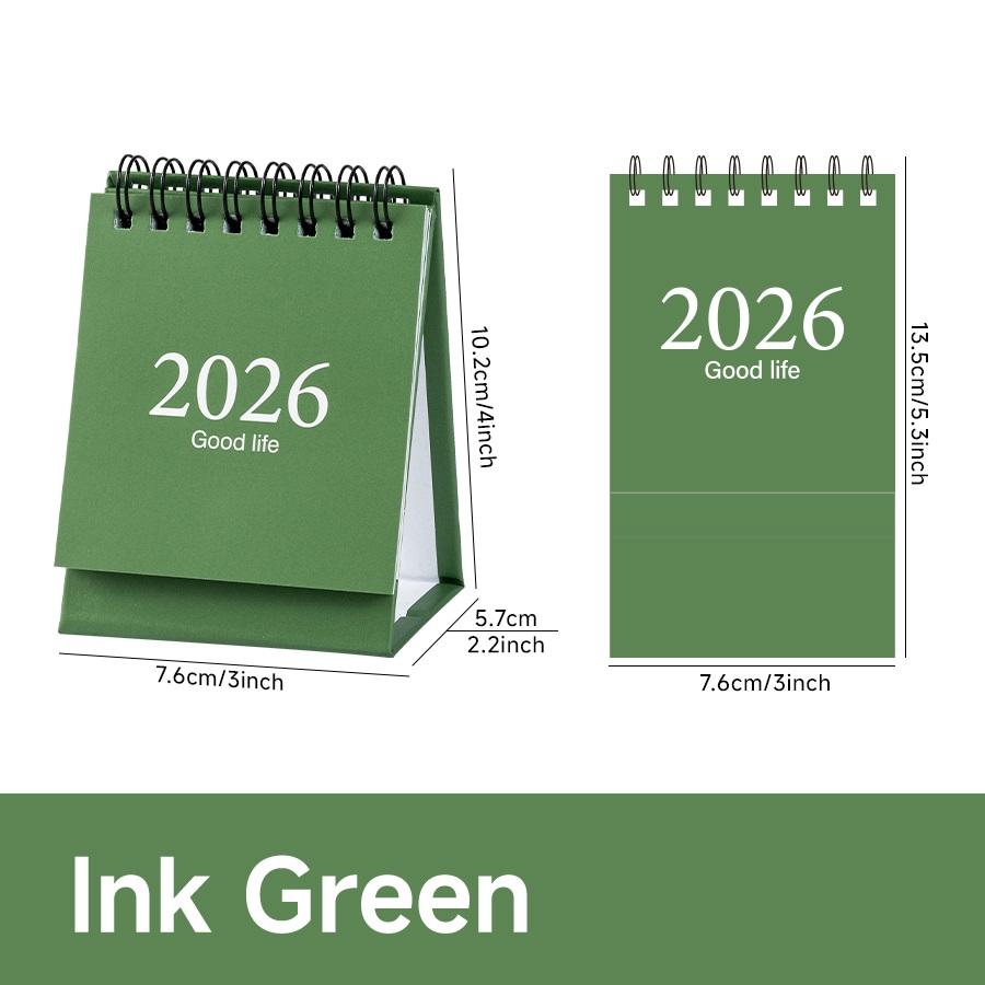 1pcs Mini Desk Calendars Pocket Calendar Standing Flip Steel Coil Yearly Daily Schedule Business Plan