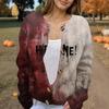 Women's Fashion Printed Long Sleeve Knitted Cardigan Button Down Jacket