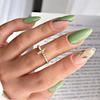 24Pcs Long Almond Press On Nails French Pink Wave Line Design Detachable Fake Fingernails Manicure Tips