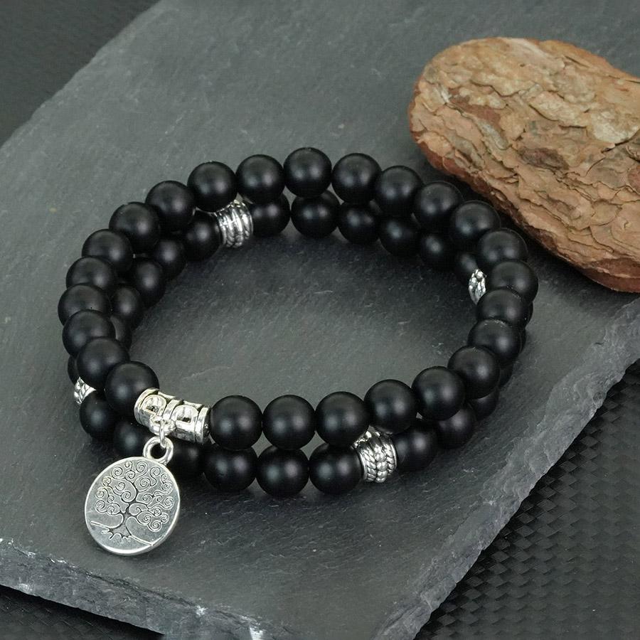

Handmade 2Pcs Men Bracelet Set Tree Of Life Braslet 8mm Lava Howlite Stone Strand Braclet Yoga Meditation Healing Jewelry Homme оникс