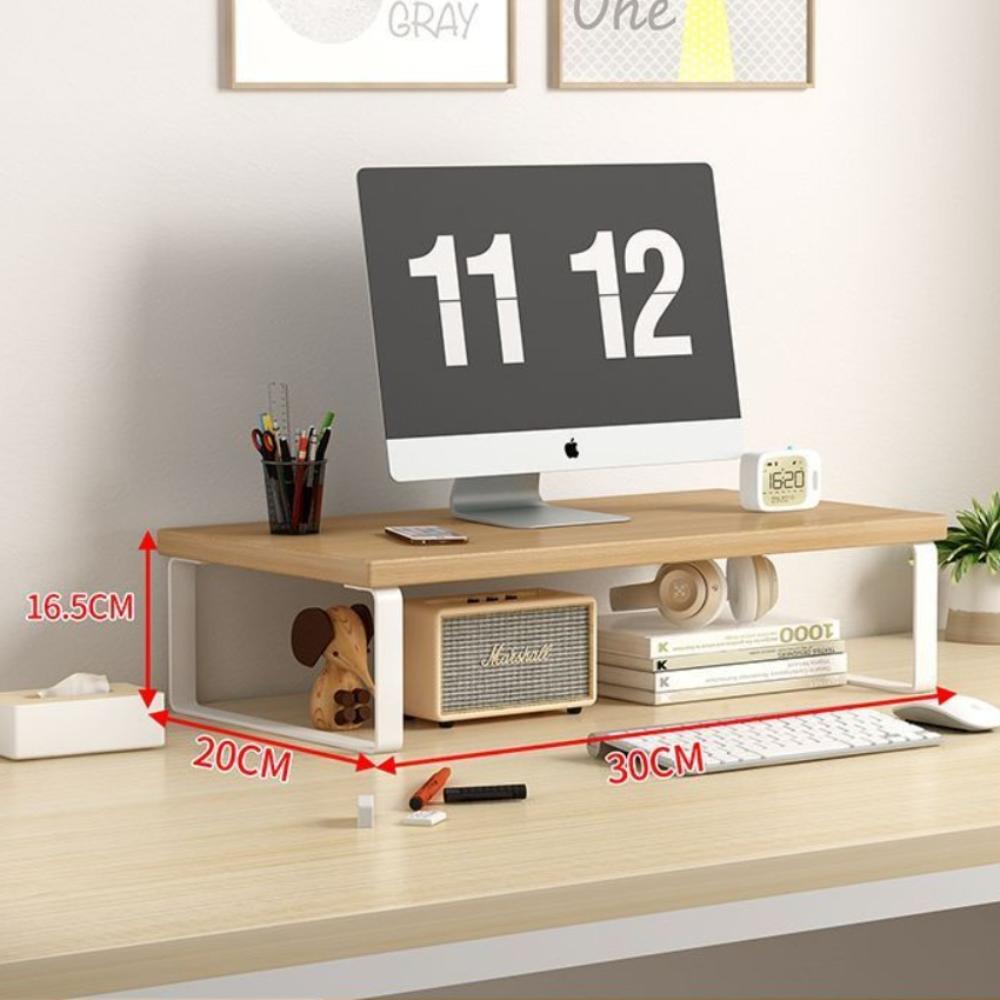 

New Wooden Desk Storage Shelf Heightening Open Storage Desktop Computer Stand Stable Multifunction Desktop Storage Rack