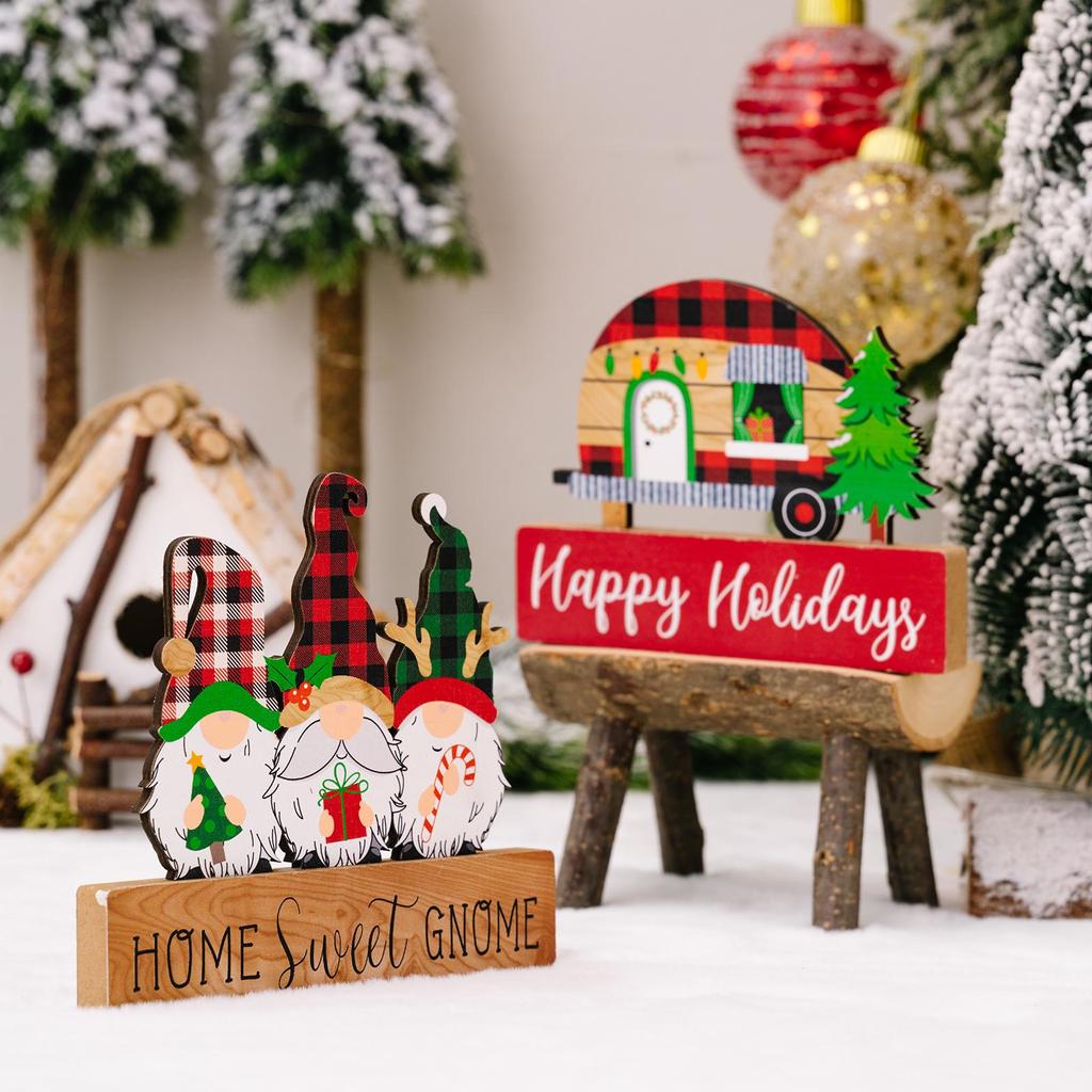 3D Gnome Christmas Wooden Ornaments for Home and Car Decor