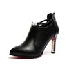 Women's Elegant Pointed Ankle Boots Autumn Winter Fashion Red Belt Buckle Pu Leather Short Boots Woman Thin Heeled Party Shoes