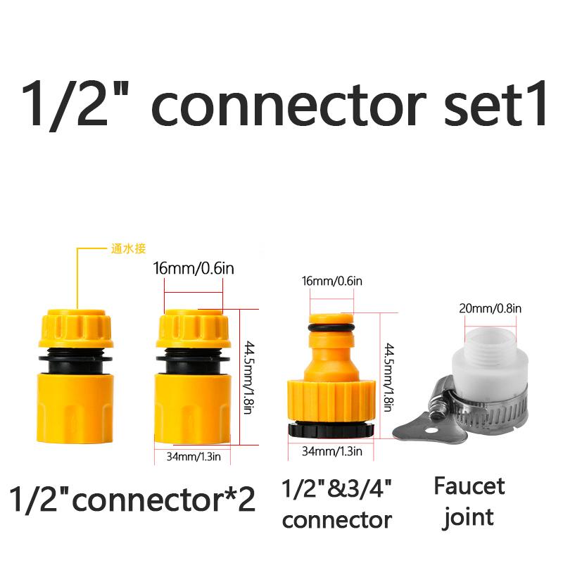 Garden Quick Hose Connector 1/2"3/4" Faucet Adapter Hose Coupling Joint Adapter Extender Set Hose Pipe Tube Irrigation Watering