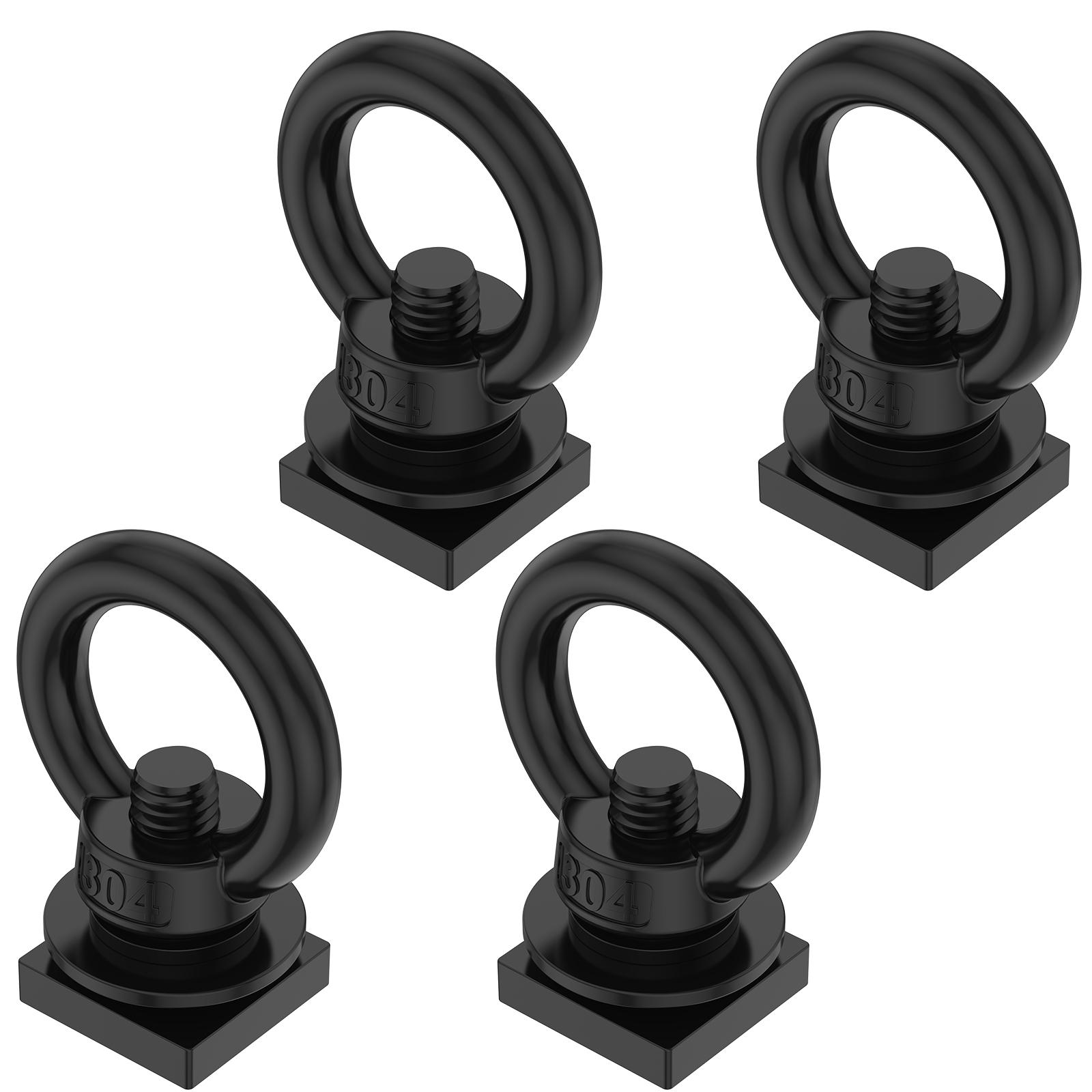 

4pcs M8 T Track Mount Tie Down Anchor 304 Stainless Steel Ring Shaped Eye Screw T Bolt Eye Nut for Holding Bungee Cord, Ropes