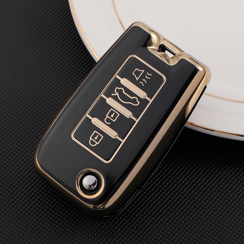 Dongfeng Venucia Car Key Case: Gold Edge Protective Shell for D60, T60plus/EV, T90, T70 with Buckle