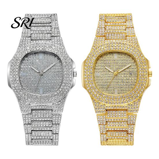 Street Style Watch Quartz with Full Diamond Bezel And Dial High Stylish Timepiece Accuracy Sparkling Trendy Hip-Hop for Daily Party Men