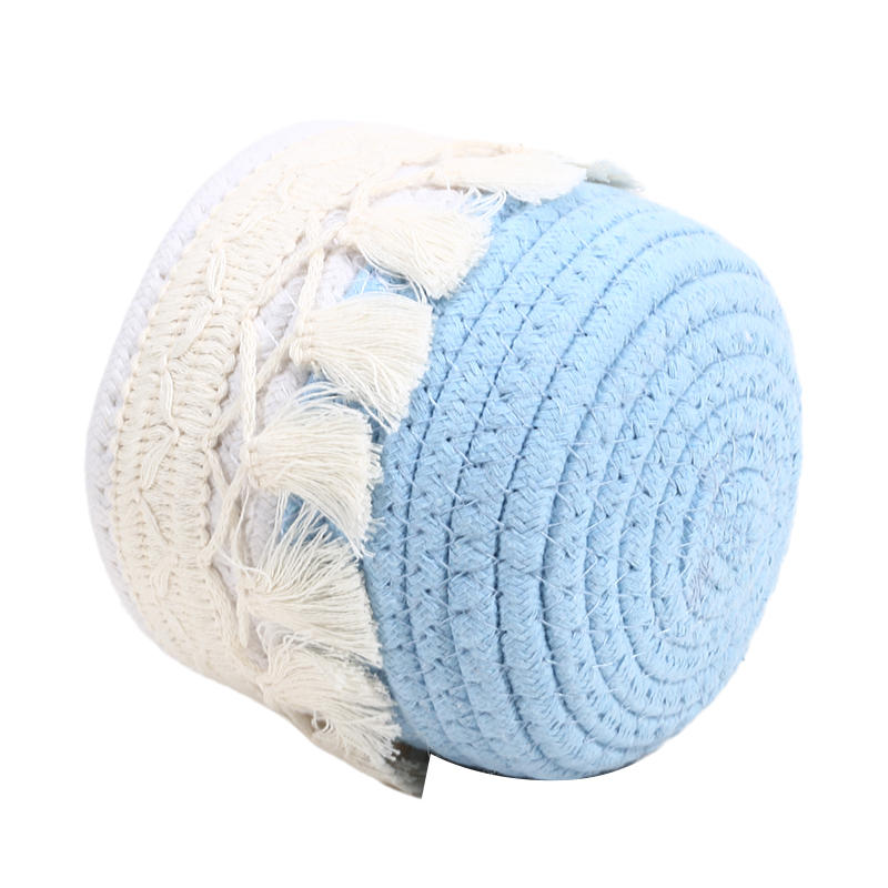 Kosmetický úložný košík Bavlněný pletený držák na štětce na make-up Dekorace do ložnice Organizér Pouzdro Stolní drobnosti Úložný box s třásní