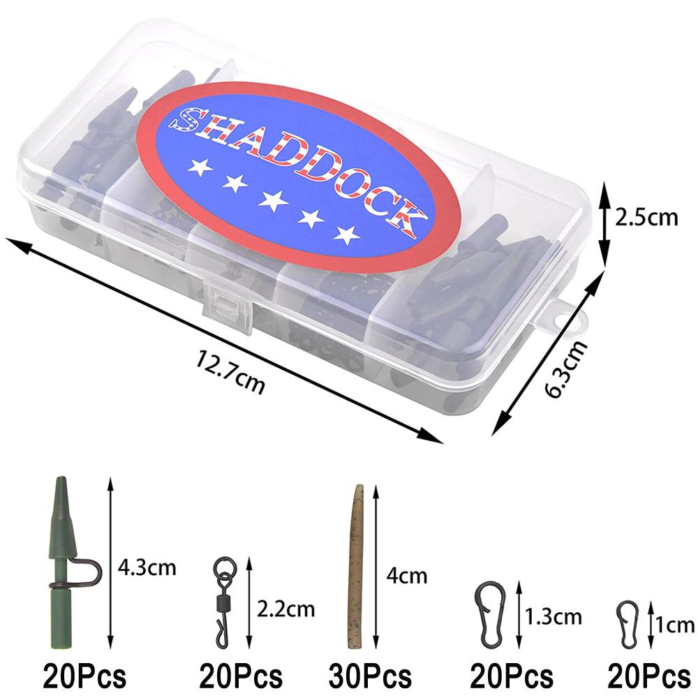 110Pcs/Box Carp Fishing Accessories Kit Include Anti Tangle Sleeves Quick Change Swivel Safety Lead Clip Speed Links