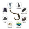 5/10Pcs Retro Hooks Bronze Wall-mounted Dual Prong Coat Rack Clothes Hanger Door Robe Hooks for Keys Hat Bathroom Towel Hooks