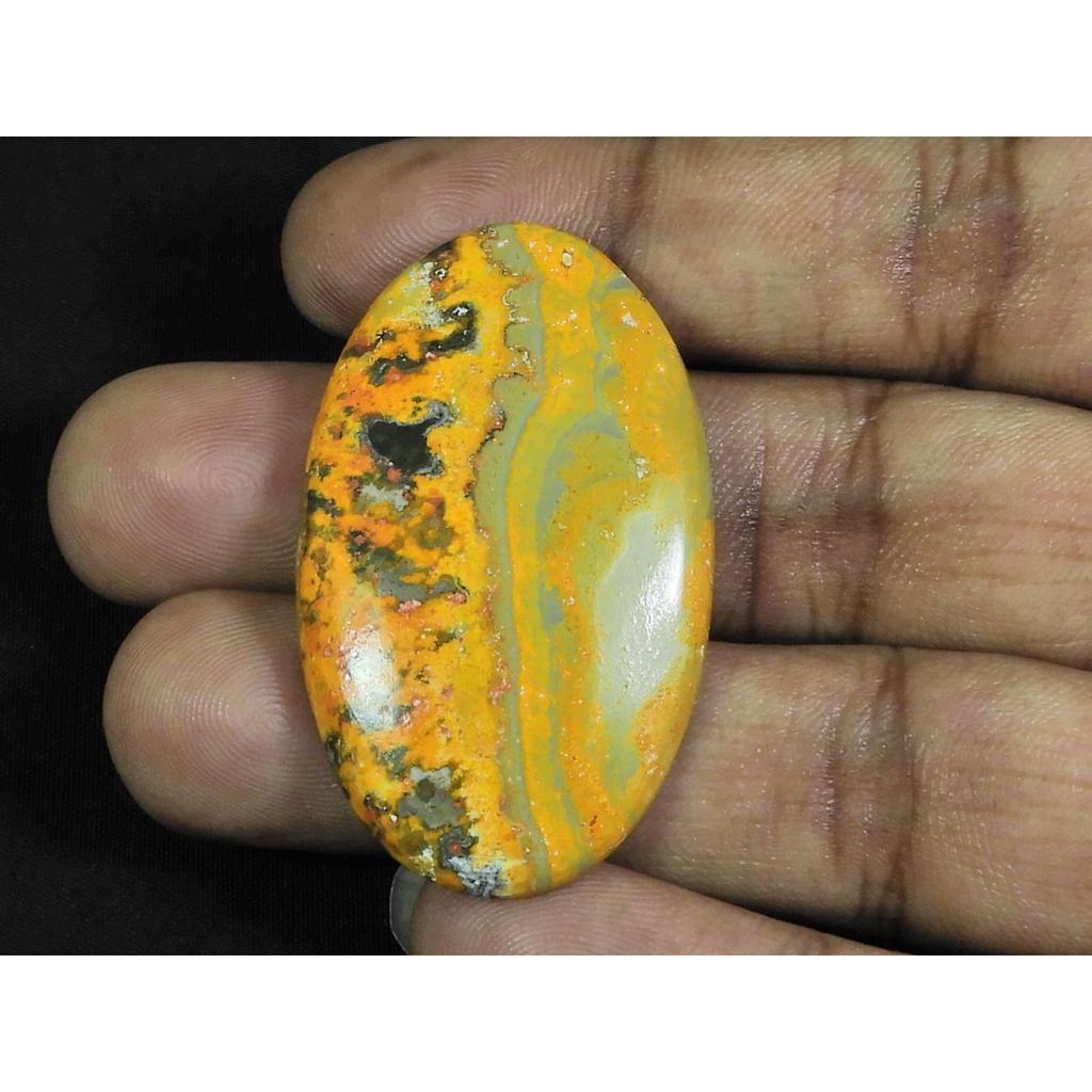 62Cts. Natural Bumble Bee Jasper Oval Cabochon Loose Gemstone 27X45X06 MM D-70