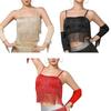 Stage Ready Milk Silk Dance Top Glittering Sequins Coverage Flexible Fringe Movement Square Neck Design For Competition And Practice