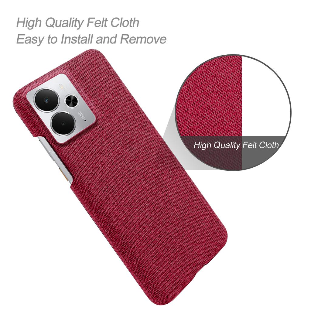 For Realme 14 5G Phone Case Cloth Texture Anti-Scratch Protective PC Back Cover