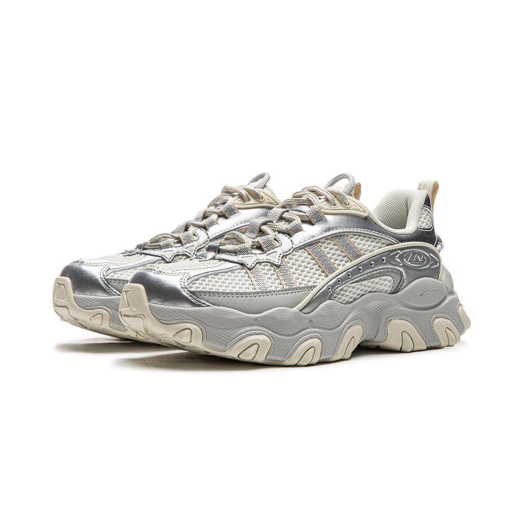 Li Ning Katzenpfote Lite3 Dämpfung Abriebfest Niedrig geschnitten Freizeitschuhe Damen Weiß Silber AGCW186-2