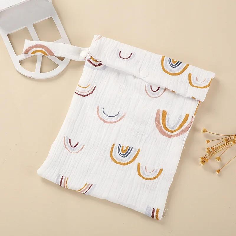 25*20cm Multifunctional Baby Diapper Bag Reusable Solid Color Travel Nappy Pouch Soft Cotton Mummy Storage Bag Baby Stroller Bag