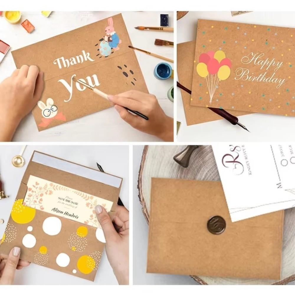 20pcs Blank Kraft Envelopes Multi-function Greeting Card  For Wedding Party Invitation