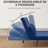 Sofa Bed 3 In 1 In Velvet-Effect Fabric with Adjustable Backrest and 2 Cushions, 102x73x81 Cm, Blue