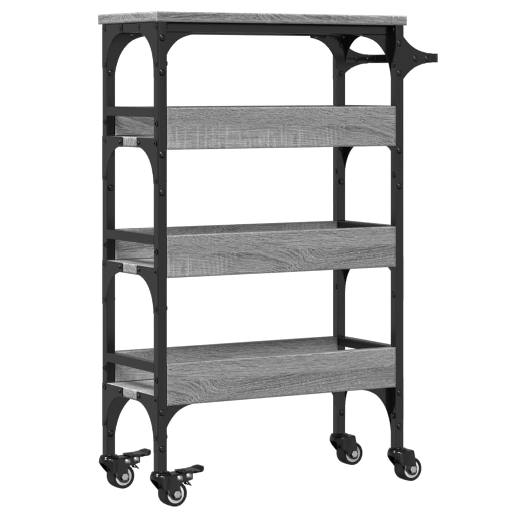 Kitchen Trolley in Grey Sonoma 53 x 20 x 76 cm Engineered Wood
