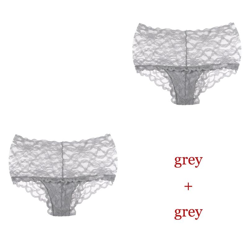 CINOON 2Pcs/lot New Panties Women Lace Underwear Sexy High Waist Briefs Embroidery G String Underpant Solid Transparent Female Lingerie